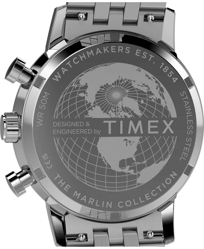 Timex Men's Quartz Chronograph Silver-Tone Stainless Steel Watch 40mm