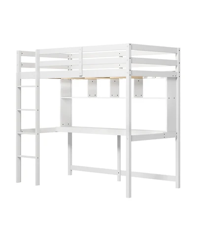 Gouun Loft Bed with Desk and Shelves for Home Dorm Apartment No Box Spring Needed