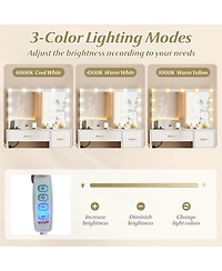 Gouun Vanity Desk with Led Lighted Mirror, 4 Drawers and Power Outlets