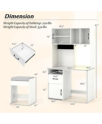 Gouun 67 in Tall Vanity Set with Led Mirror, Charging Station and Stool