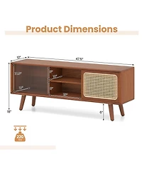 Gouun Bamboo and Rattan 47.5-Inch Sliding Door Tv Stand