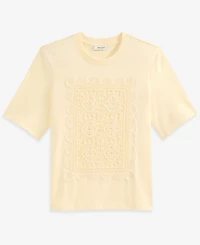 On 34th Women's Oversized Crochet Patch Cotton Jersey T-Shirt, Macy's Exclusive