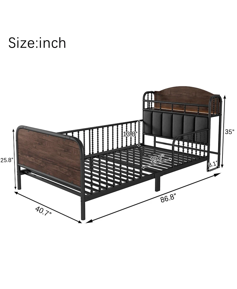 Lucky One Metal Platform Bed Frame with Light