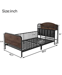 Lucky One Metal Platform Bed Frame with Light