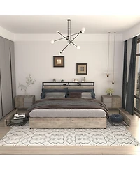 Lucky One Full Storage Headboard Charging Station Noise Free Platform Bed Frame