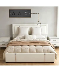 Lucky One Lift Up Storage Bed Frame with Adjustable Led Lights Headboard