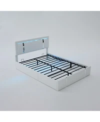 Lucky One Full Size Lift Up Storage Bed Frame with Adjustable Led Lights Headboard