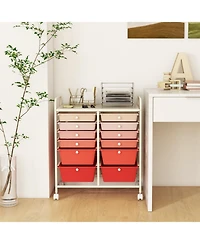 Gouun 12-Drawer Rolling Storage Cart with Lockable Casters