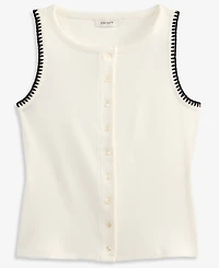 On 34th Women's Sleeveless Rib-Knit Whipstitch Button Front Top, Macy's Exclusive