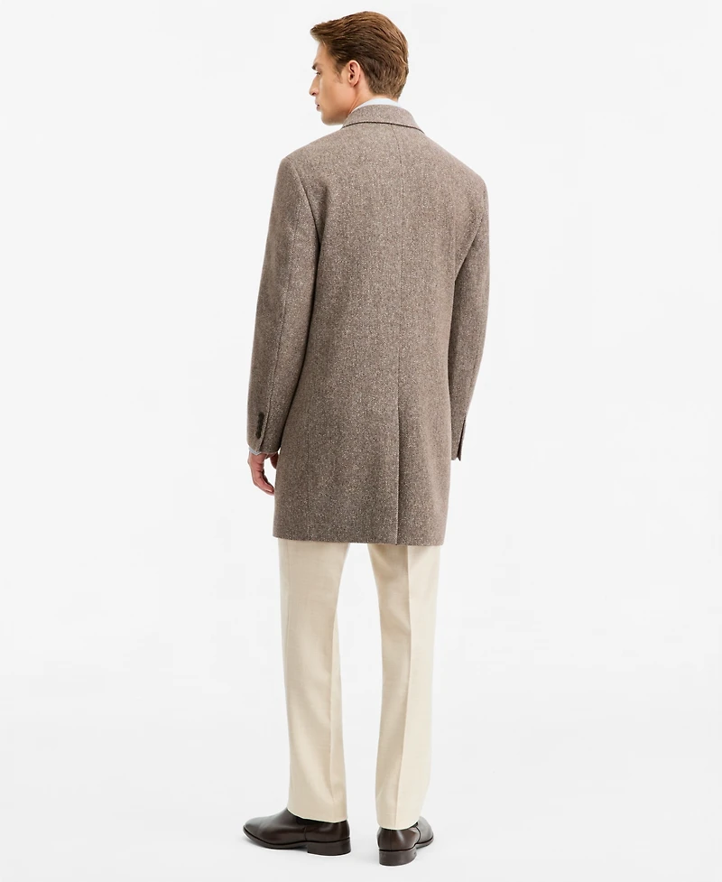Ted by Baker Men's Modern-Fit Peerless Taupe Mix Melange Overcoats