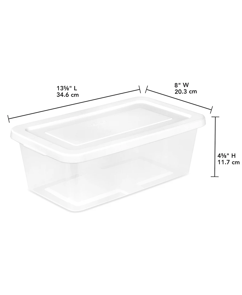 Sterilite 6 Qt Storage Box, Stackable Plastic Container, Home Organizer, 12 Pack