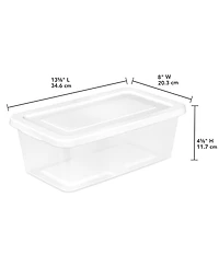 Sterilite 6 Qt Storage Box, Stackable Plastic Container, Home Organizer, 12 Pack