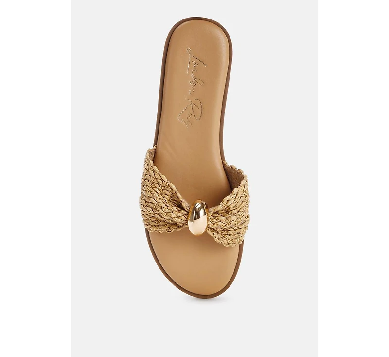 London Rag Women's Onawa Woven Strap Slip On Flats