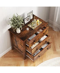 Gymax 3-Drawer Dresser 28.5'' Wide Chest of Drawers Modern Large Nightstand for Bedroom