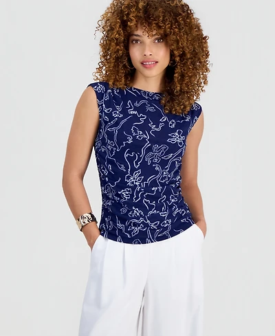 I.n.c. International Concepts Petite Sleeveless Printed Mesh Top, Macy's Exclusive