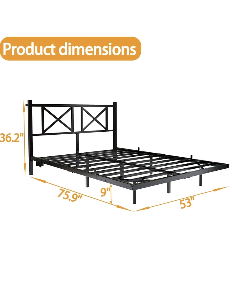 Lucky One Full Size Floating Bed Frame with Headboard and Storage