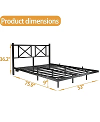 Lucky One Full Size Floating Bed Frame with Headboard and Storage