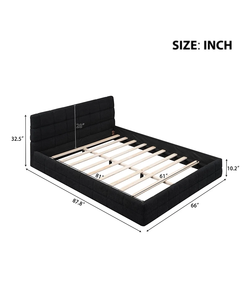 Lucky One Queen Size Upholstered Platform Bed