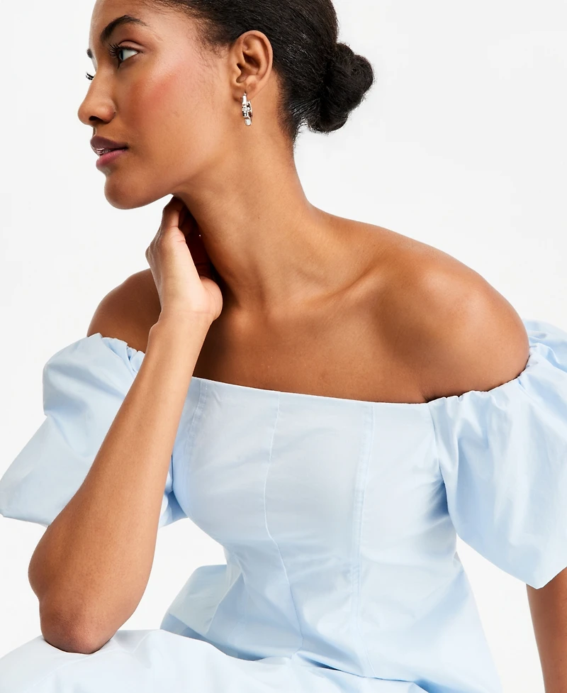 On 34th Women's Off-The-Shoulder Puff-Sleeve Midi Dress, Exclusively at Macy's