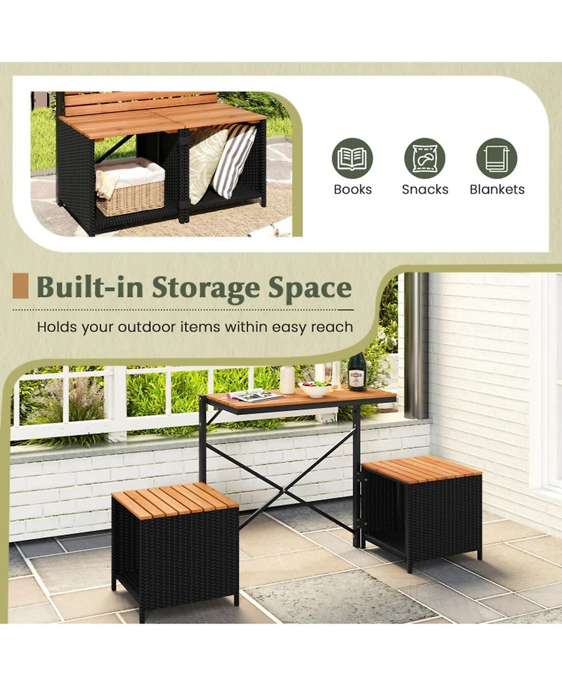 Gouun 2-in-1 Convertible Picnic Table and Bench Set with Built-in Storage