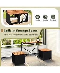 Gouun 2-in-1 Convertible Picnic Table and Bench Set with Built-in Storage