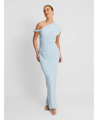 Six Stories Women's Asymmetric Beaded Maxi Dress