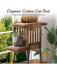 Aostirmotor Modern Cat Tree 58 Inch, Large Cat Tower for Maine Coon with Scratching Board, Large Perch, Hammock and Removable Pads