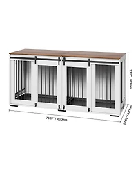 6thdruple 70" Dog House Furniture, Indoor Metal Kennel with Sliding Doors and Divider