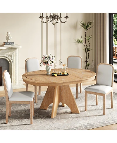 Streamdale Furniture Vintage Extendable Dining Table Set for 4-6 with 4 Chairs