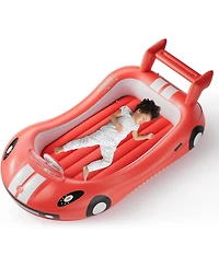 Qpau Inflatable Toddler Travel Bed with Sides, Portable Toddler Air Mattress for Camping and Travel, Hand Pump Included