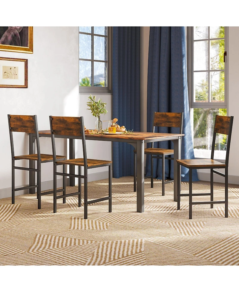 Gouun Industrial Kitchen Side Chairs Set of 2 with Metal Legs and Slanted Back