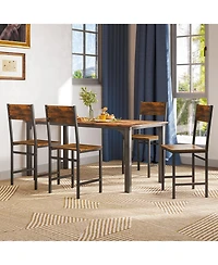 Gouun Industrial Kitchen Side Chairs Set of 2 with Metal Legs and Slanted Back