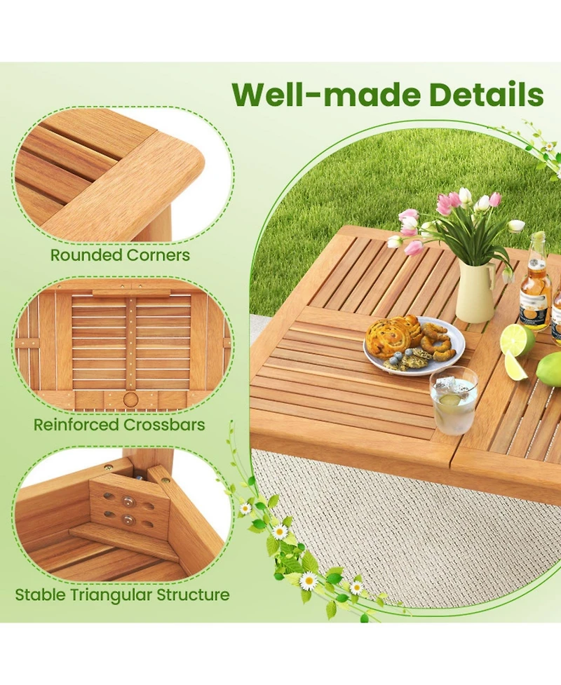 Gouun 7-Piece Patio Dining Set with 67 in Acacia Wood Table, Umbrella Hole and 6 Cushioned Chairs