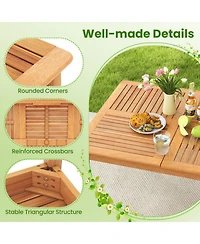 Gouun 7-Piece Patio Dining Set with 67 in Acacia Wood Table, Umbrella Hole and 6 Cushioned Chairs