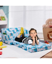 Gouun 2-in-1 Convertible Toddler Sofa and Sleeper with Velvet Fabric