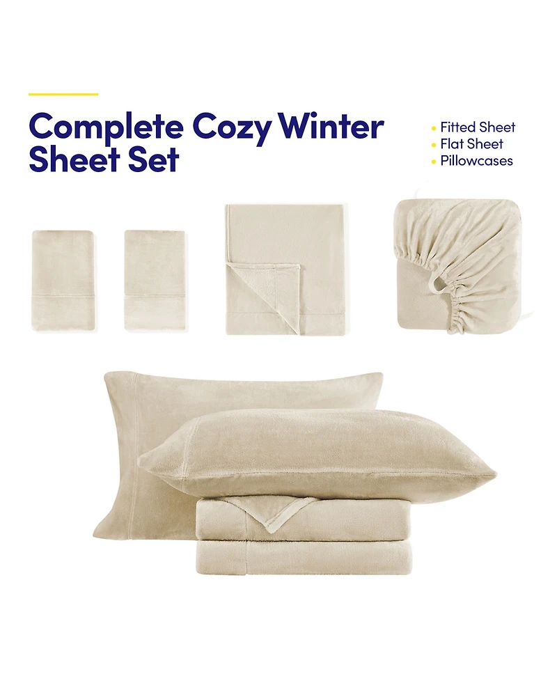 Sweet Home Collection Ultra Soft Microplush Solid Fleece -Pc. Sheet Set