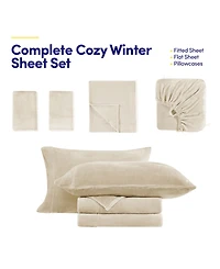 Sweet Home Collection Ultra Soft Microplush Solid Fleece -Pc. Sheet Set