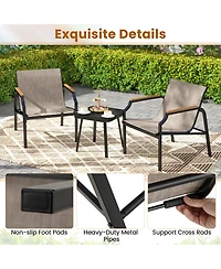 Sugift 3 Piece Outdoor Chair Set with Breathable Fabric Seat and Armrest