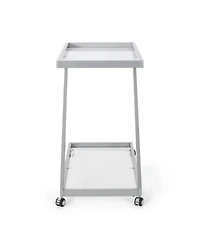 Flynama Modern Iron and Tempered Glass Bar Cart with Z-Frame, Locking Rolling Casters