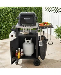 Flynama" Outdoor Grill Cart with Drop Leaf, Stainless Steel Top and Waterproof Cover