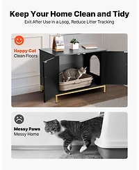 Gouun Hidden Cat Litter Box Cabinet with Metal Legs, 27.6-Inch Enclosed Cat Washroom End Table