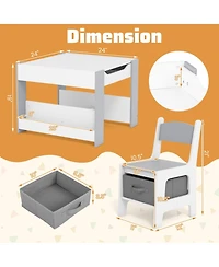 Gouun 4 in 1 Kids Toddler Activity Table and Chairs Set with Reversible Tabletop