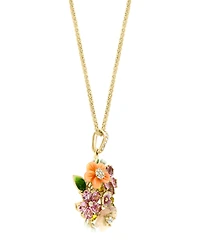 Lali Jewels Pink Mother of Pearl (7/10 ct. t.w.), Multi Gemstone (3-1/12 ct. t.w.) and Diamond (1/14 ct. t.w.) Pendant Necklace in 14k Yellow Gold