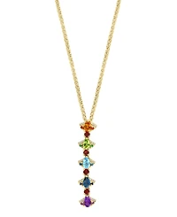 Lali Jewels Multi Gemstone (2.99 ct. t.w.) and Diamond (1/8 ct. t.w.) Pendant Necklace in 14k Yellow Gold
