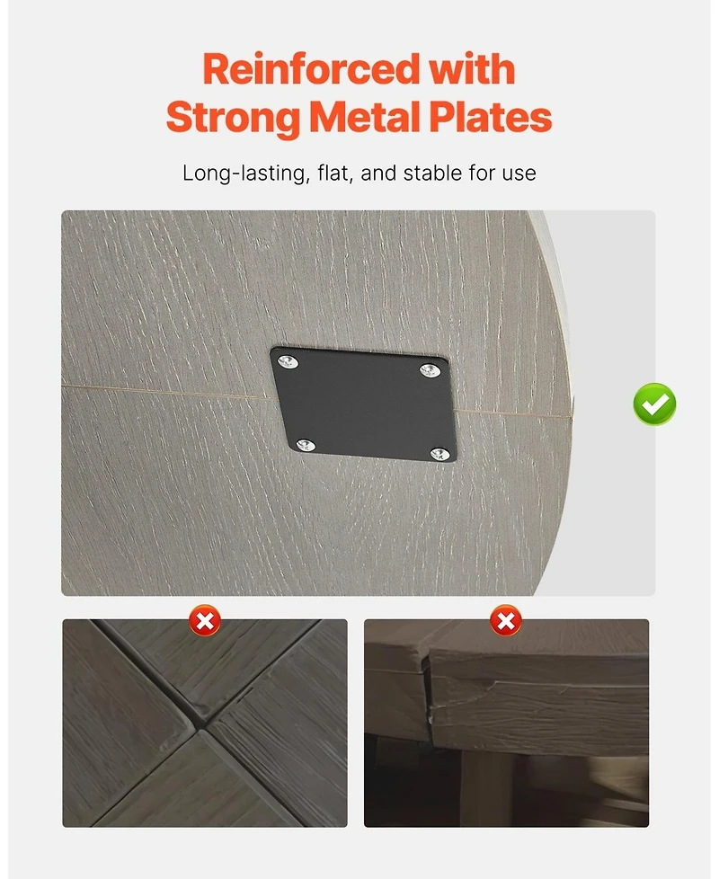 Gouun 47 in Round Dining Table with Storage Shelf and Metal Legs