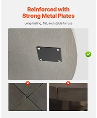 Gouun 47 in Round Dining Table with Storage Shelf and Metal Legs