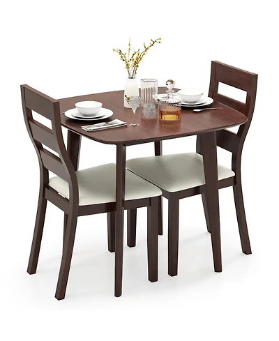 Sugift Three Piece Dining Table Set with Table and Two Chairs