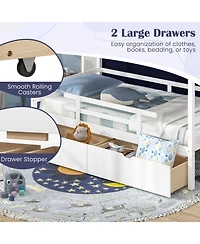 Gouun Twin House Bed with Removable Tent Canopy and 2 Rolling Storage Drawers