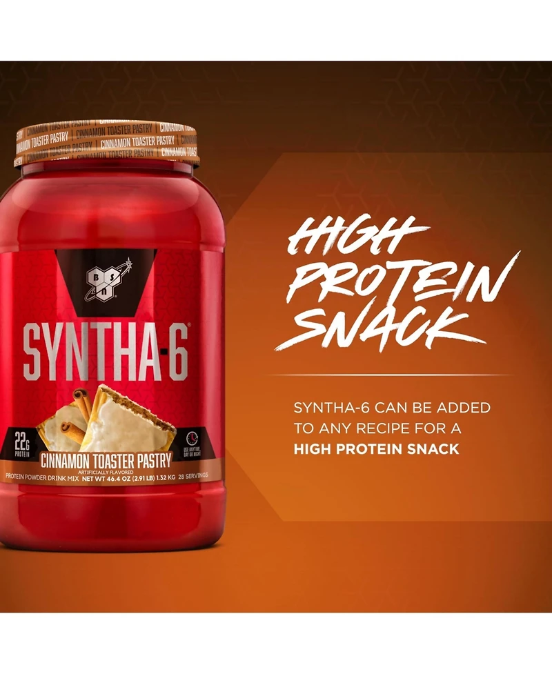 Bsn Syntha-6 Premium Protein Powder, Whey Protein, Micellar Casein, Milk Protein Isolate Blend, 5g Fat, Cinnamon Toaster Pastry, 28 Servings