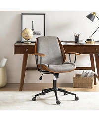 Hulala Home Oswina 37.75"H Modern Tilting Upholstered Solid Wood Office Chair with Bent